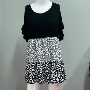 Black and White Leopard Print Dress